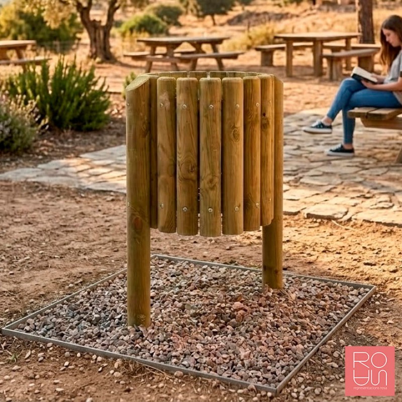 Paperera de Fusta Golf Rústica 60L | Pi Autoclau IV